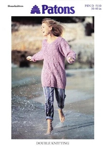 5110 maglione donna scollo a V con cavo modello maglia in DK 30-40" - Foto 1 di 3