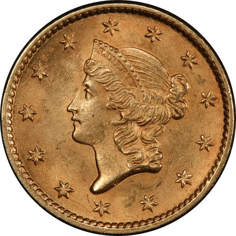 1853 Type-1 Liberty Head G$1, Uncirculated Cover