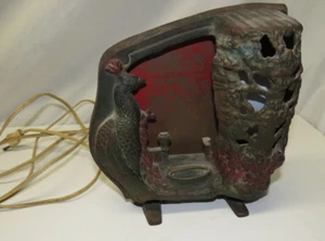 Antigua lámpara de pavo real de hierro fundido de la década de 1930 A. W. Reiser Ohio Art Deco radio TV - Imagen 1 de 12