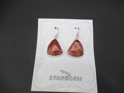 Pendientes Starborn Creations - Plata de Ley, Utah Fósil Cuerno Rojo Coral **NUEVO CON ETIQUETAS Foto 1 de 4