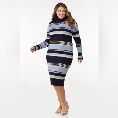 Cato | Plus Size Striped Sweater Dress Various Sizes Available - Image 1 of 4