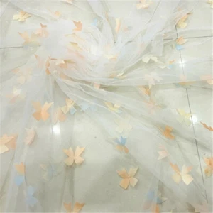Mesh 3D Fabric Lace Floral Tulle Voile Dress Curtain Skirt Drape Sheer Sewing - Picture 1 of 23