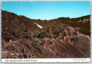 Central Oregon The Obsidian Cliffs Lava Cooled Fast Obsidian Glass Postcard - Picture 1 of 2
