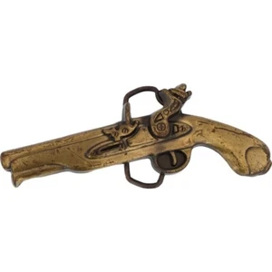 Pistola Flintlock Guerra Civil Polvo Negro Bozal Carga Años 70 De Colección Hebilla de Cinturón - Imagen 1 de 4