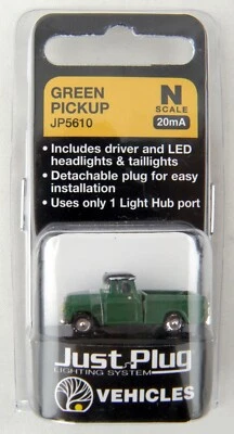 N Scale Green Pickup Just Plug System Vehicle (20mA) - Woodland Scenics #JP5610 - Image 1 of 4