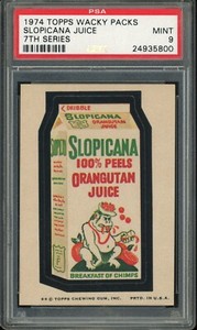 1974 Topps Wacky Packs 7th Series Slopicana Juice PSA 9