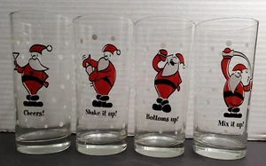 4er Set süße Barkeeper Santa Cocktail Longdrink Weihnachtsgläser - 6,25" hoch - Bild 1 von 11