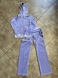 Vintage Y2K Juicy Couture Lavender Velour Tracksuit Set Made In USA Sz Petite S