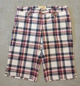 Women's LONDON JEAN plaid chino stretch Bermuda casual wear golf shorts size 4 - Picture 1 of 4