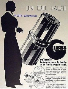 PUBLICITE GIBBS SAVON POUR LA BARBE ETUI RASAGE UN BEL HABIT DE 1934 FRENCH AD - Picture 1 of 1