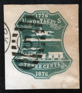 US Sc U221 Green 3¢ Die II Used Black Duplex Cancel Cut Square 41 x 46.5 mm - Picture 1 of 1