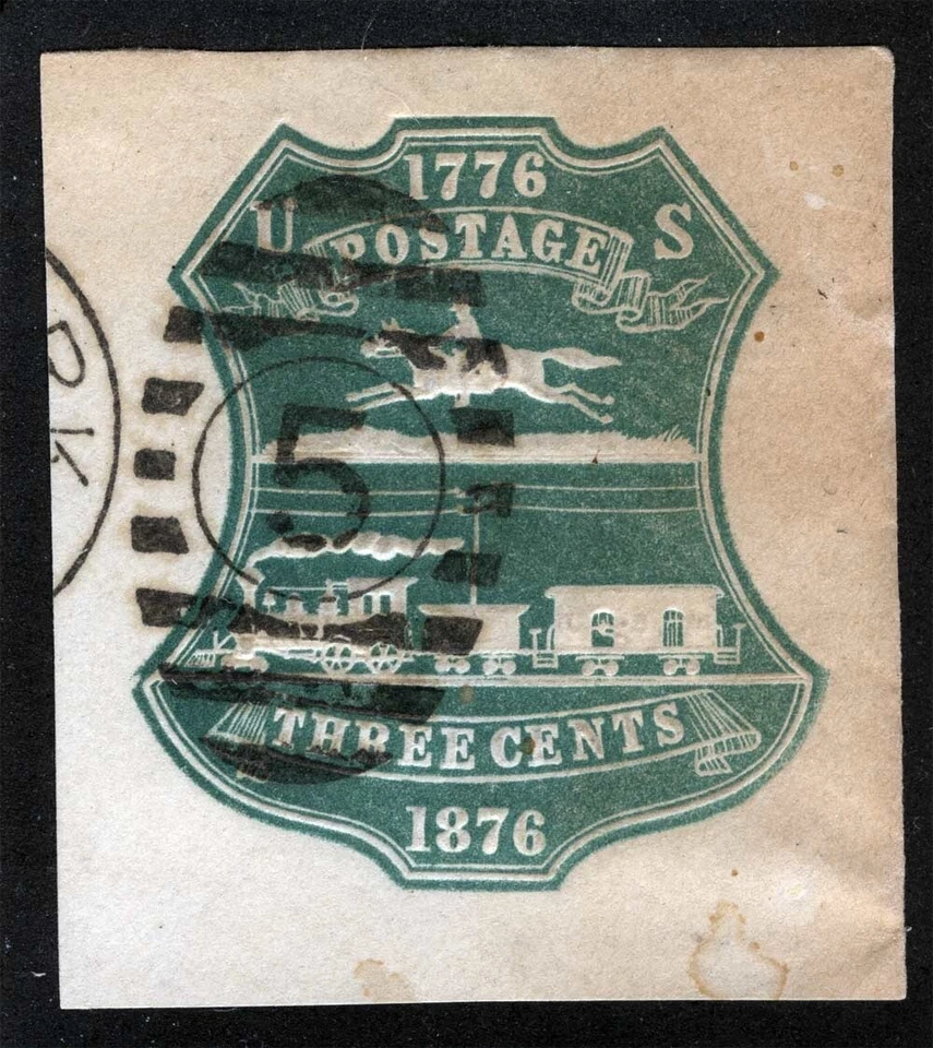 US Sc U221 Green 3¢ Die II Used Black Duplex Cancel Cut Square 41 x 46.5 mm - Image 1 of 1