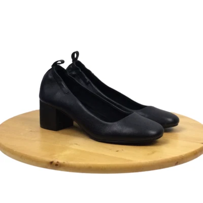 Kelsi Dagger Brooklyn Black Leather Round Toe Chunky Heel Slip On Women's 5.5 - Image 1 of 4