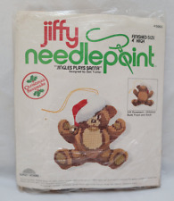 Sunset Jiffy "Jingles Plays Santa" 3D Ornament Needlepoint Kit - Open Unused