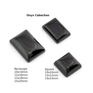 Natural Onyx Rectangle, Square Flat Back Cabochons no hole Cb156 - Picture 1 of 3