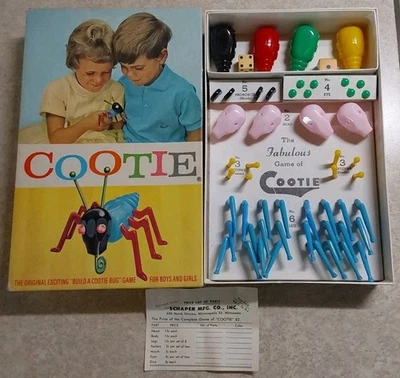 1949 Schaper Cootie Build A Cootie Bug Juego Completo En Caja De Colección Antiguo Bug Toy Foto 1 de 4