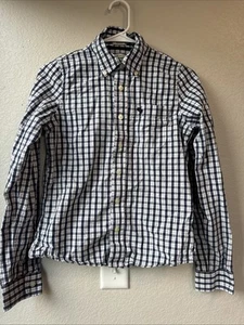 Abercrombie Boys XL Muscle Blue White Plaid Button Down LongSleeve Cotton Shirt - Picture 1 of 13
