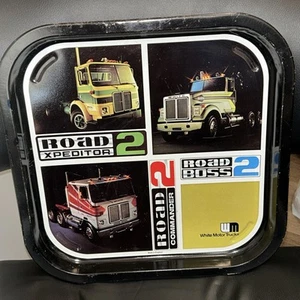 White Motor Semi Trucks Advertisement Metal Serving Tray Tin MFG. England 13.5x1 - Picture 1 of 9