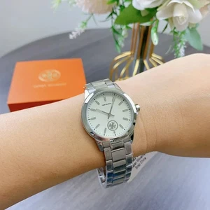 Tory Burch Collins Women's Silver Stainless Steel Watch 32mm TBW1301 NWT - Picture 1 of 2