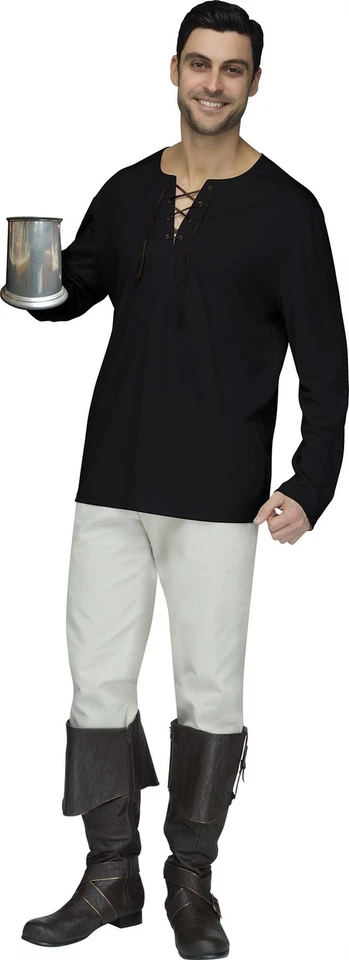 Camisa masculina pirata camponesa renascentista adulta - Imagem 1 de 1