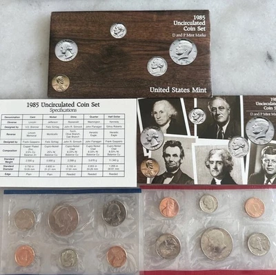 1985 P&D Uncirculated 10-Coin U.S. Mint Sets, Original Envelope - Image 1 of 4