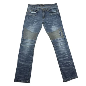 Rocawear Jeans Mens Size 34 X 32 Blue Denim Moto Distressed - Picture 1 of 24