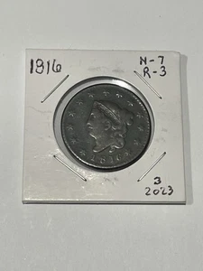 1816 Large Cent Coronet Head N-7 R-3 Nice Coin!! - Picture 1 of 3