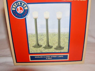 Lionel 6-29247 Mainline Classic Street Lamps O 027 New MIB set of 3 Green Sealed - Image 1 of 4