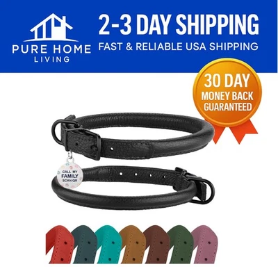 Soft Leather Dog Collar for Medium to Large Dogs – 16-20 Inch Adjustable Size - Image 1 of 4