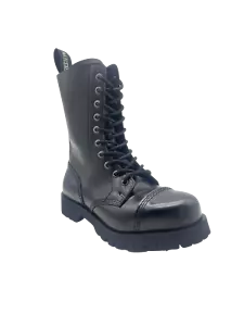 Darksteyn 10 Loch Stiefel Ranger Springerstiefel Army Leder Schwarz Boots NEU - Picture 1 of 6