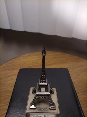 Eiffel Tower Paris Landmark original  Decoration Souvenir Metal on Base 4,8"x2,5 - Image 1 of 4