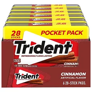 Trident Cannella Senza Zucchero Gomma 6 Tasche Confezioni da 28 Pezzi 168 Totali. - Foto 1 di 1