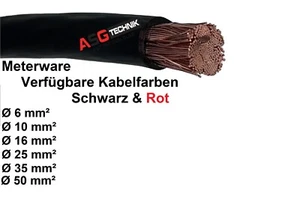 Kabel Batteriekabel Stromkabel H07V-K 6 10 16 25 35 50mm² Rot Schwarz Meterware - Bild 1 von 1