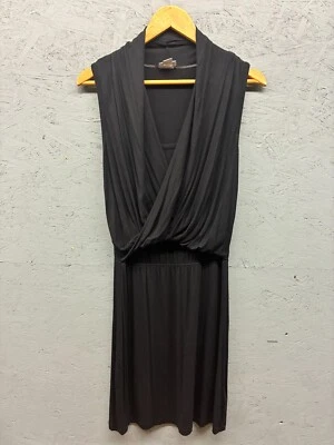 Vestido DKNY Para Mujer XS Negro Sin Mangas Drapeado Cuello en V Elastizado Jersey Informal Foto 1 de 4