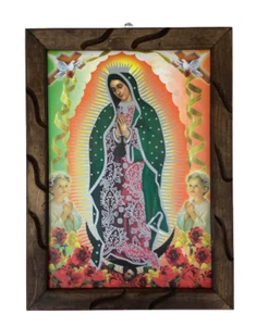 Virgen De Guadalupe 13 x 18 Inch Rustic Wooden Frame Our Lady Of Guadalupe - Picture 1 of 2