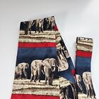 Endangered Species Necktie The Last Elephants By Simon Combes Blue Red 100% Silk