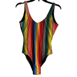 Onia woman's size medium M rainbow vertical stripe beach pool one piece swimsuit - Picture 1 of 9