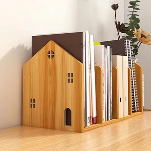 Desktop Organizer Rack, Office Desk Storage Shelf, Desktop Bookcase Wood Bookshe - Picture 1 of 12