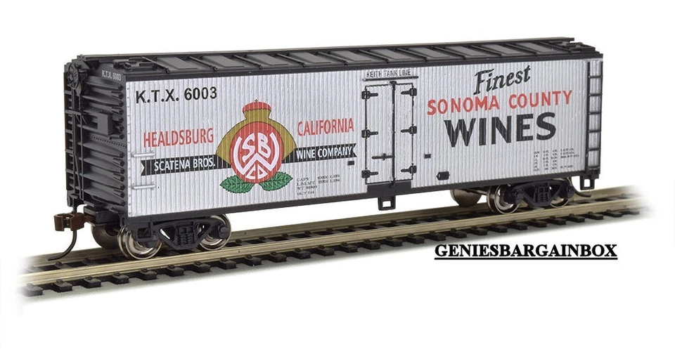 Ho Scale SONOMA COUNTY WINES 40' Wood-side Refrigeration Car Bachmann 19808 - Image 1 of 1