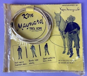 Ken Maynard Trick Cowboy Seil Spielzeug um 1940 Spielzeug New Old Stock auf Display Karte - Bild 1 von 5
