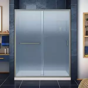 DreamLine DL-6971C-22-04F Infinity-Z 32x60" Frosted Sliding Shower Door and Base - Picture 1 of 14