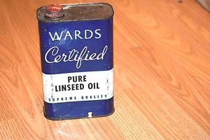 Olio di lino puro certificato vintage Wards 1 quarto latta Montgomery Ward Chicago - Foto 1 di 7