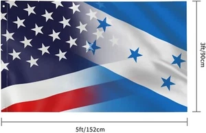 Bandera de Honduras y Estados Unidos, bandera estadounidense de 3 x 5 pies, colo - Imagen 1 de 7