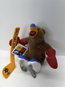 2002 Salt Lake City Winter Olympics Coal The Bear Beanbag Plush Hockey With Tag