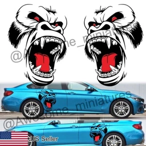2x Car Truck Side Door Bonnet Vinyl Decal Horror Gorilla Graphics Decor Stickers - Picture 1 of 9
