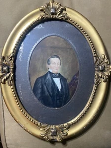 Antique Harry Dillon "Formal Male Portrait" Watercolor/Gouache Painting - Framed - Picture 1 of 14