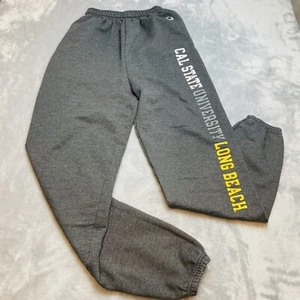 CSULB Cal State Long Beach Sweatpants Size S Gray Fleece Logo Leg Dirtbags Elbee - Picture 1 of 10