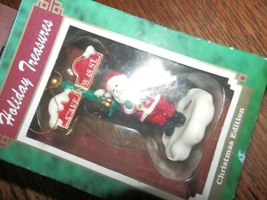 Santa by 5th Ave, W 48 St Sign Post Christmas Ornament, 3.5 in. High - Picture 1 of 2