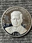 LIBERIA REP. 2000 Silver Coin (.999) $20 US President JOHN F. KENNEDY 20 g.