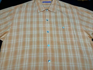 Michael Brandon Mens Button Short Sleeve Rayon Polyester Plaid Shirt 2XL XX XXL - Picture 1 of 4